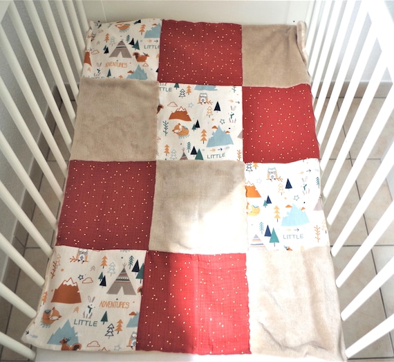 Patchworkdecke für Babys aus Schmusetuch, Baumwolle und Doppelgaze