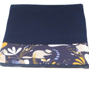 Pochette plate bleue marine, Trousse, Fourre tout en coton, doublée avec fermeture éclair pour homme ou femme