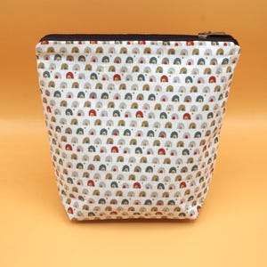 Pochette, Trousse, Fourre tout en coton à fond large, doublée avec fermeture éclair pour femme