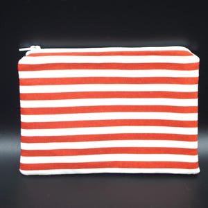Pochette plate, Trousse, Fourre tout en coton, doublée avec fermeture éclair pour homme ou femme