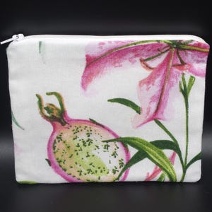 Pochette plate, Trousse, Fourre tout en coton, doublée avec fermeture éclair pour femme
