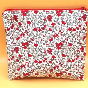 Pochette plate liberty, Trousse, Fourre tout en coton, doublée avec fermeture éclair pour femme