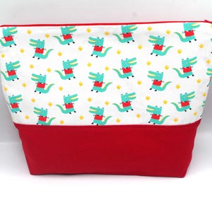 Pochette grande capacité, Trousse, Fourre tout en coton à fond large, doublée avec fermeture éclair pour femme