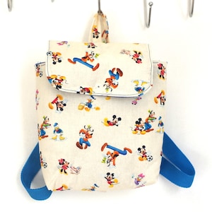 Sac à dos enfant pour la crèche, la maternelle en coton motif Disney avec rabat fermé par pression