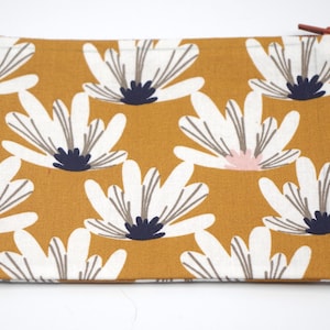Pochette plate, Trousse, Fourre tout en coton, doublée avec fermeture éclair pour homme ou femme
