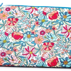Pochette plate, Trousse, Fourre tout en coton, doublée avec fermeture éclair pour femme
