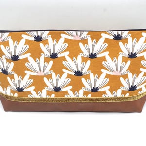 Pochette à fond large, Trousse, Fourre tout en coton, doublée avec fermeture éclair pour homme ou femme