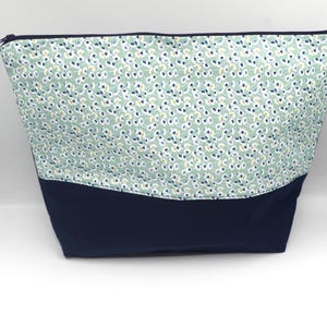 Pochette grande capacité, Trousse, Fourre tout en coton à fond large, doublée avec fermeture éclair pour femme