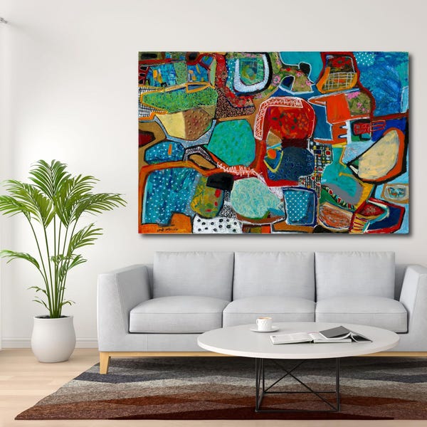 Opened With Love - Abstract Expressionism Canvas Print, Modern Collage Art