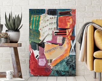 Unique Abstract Wall Art, Large Original Art, Israeli Art, Living Room Wall Art, Oversized Abstract Canvas Print, Contemporary Wall