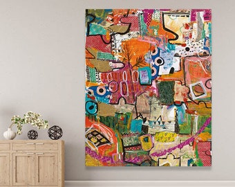 Large Abstract Collage Wall Art - Print On Canvas, Wall Decor