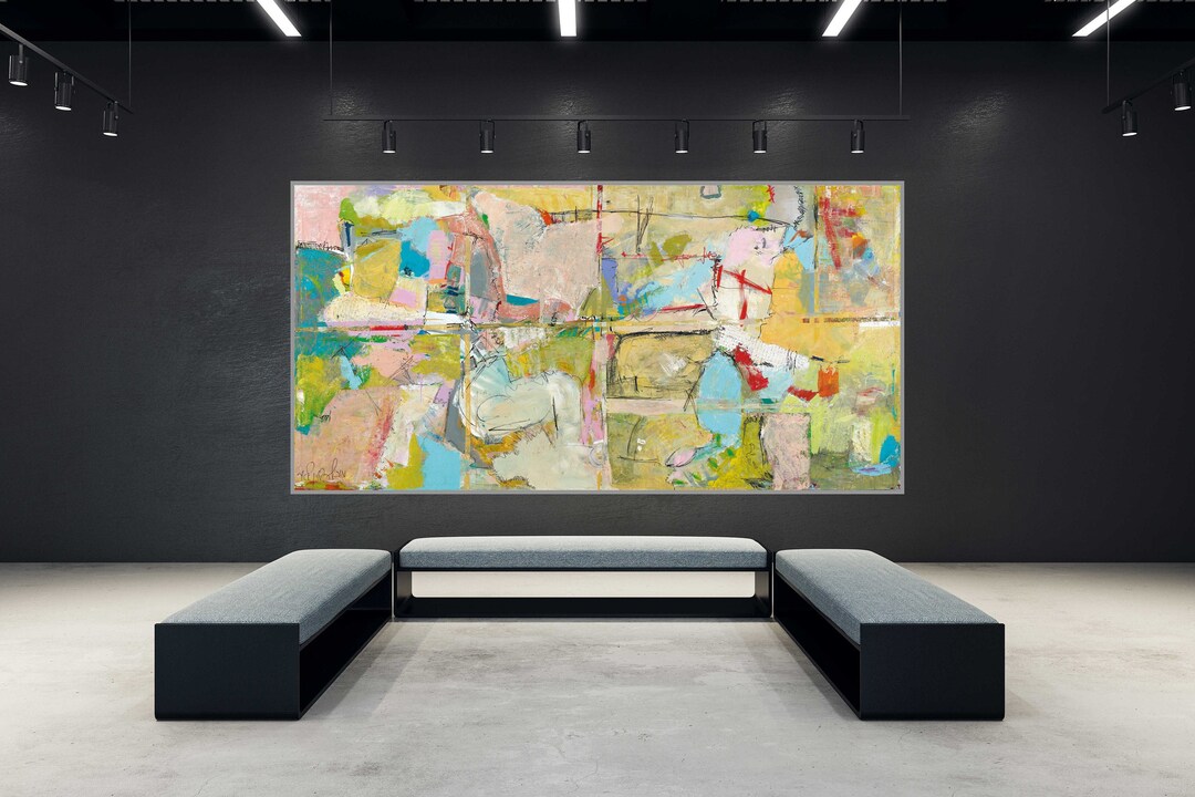 Long Canvas Art, Original Painting Print on Canvas, Large Canvas Print