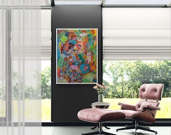 Safe Place - Abstract Collage Painting, Modern Art Print on Canvas