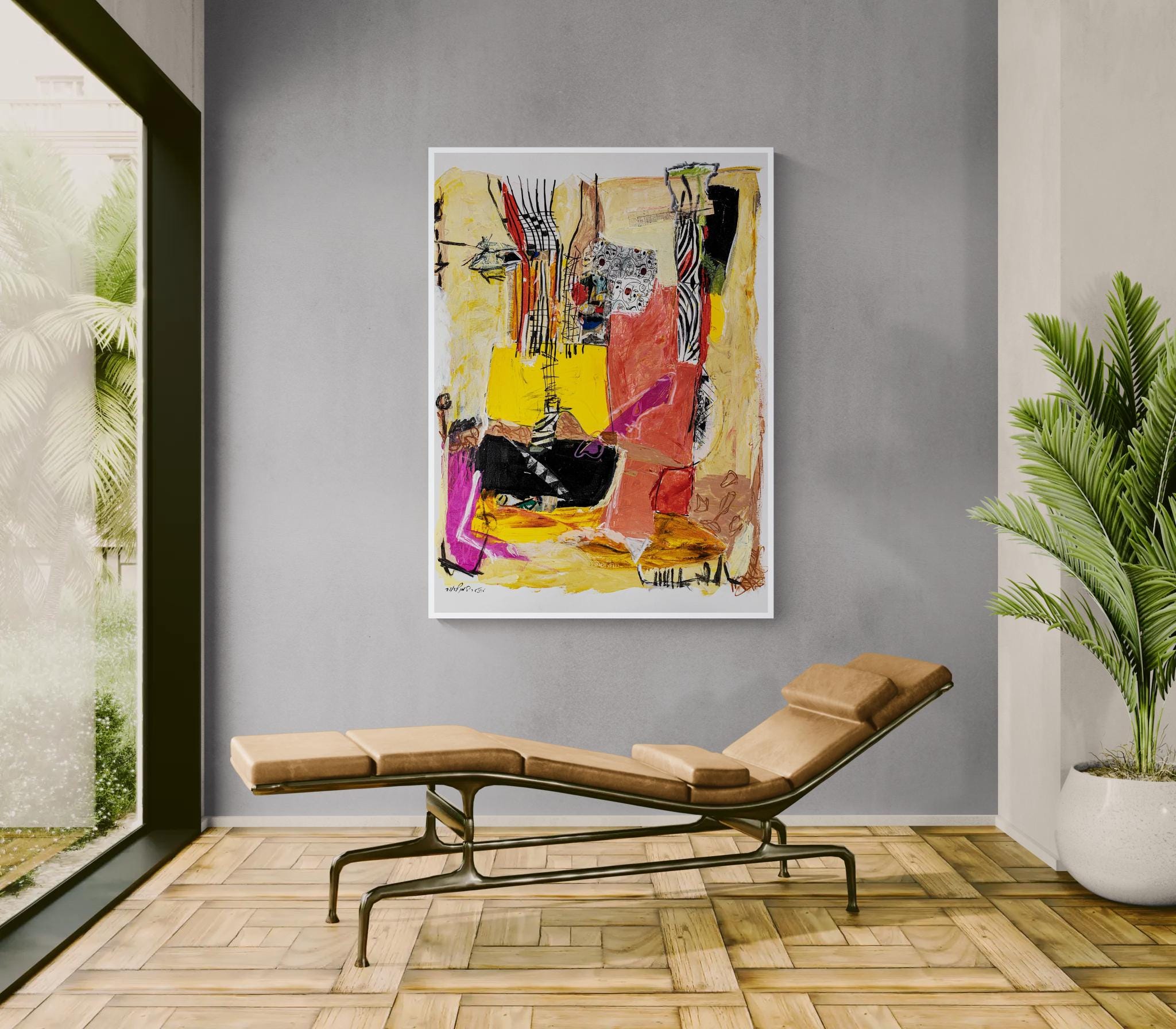 Days of Light, Modern Abstract Art, Original Print on Canvas by Michal ...
