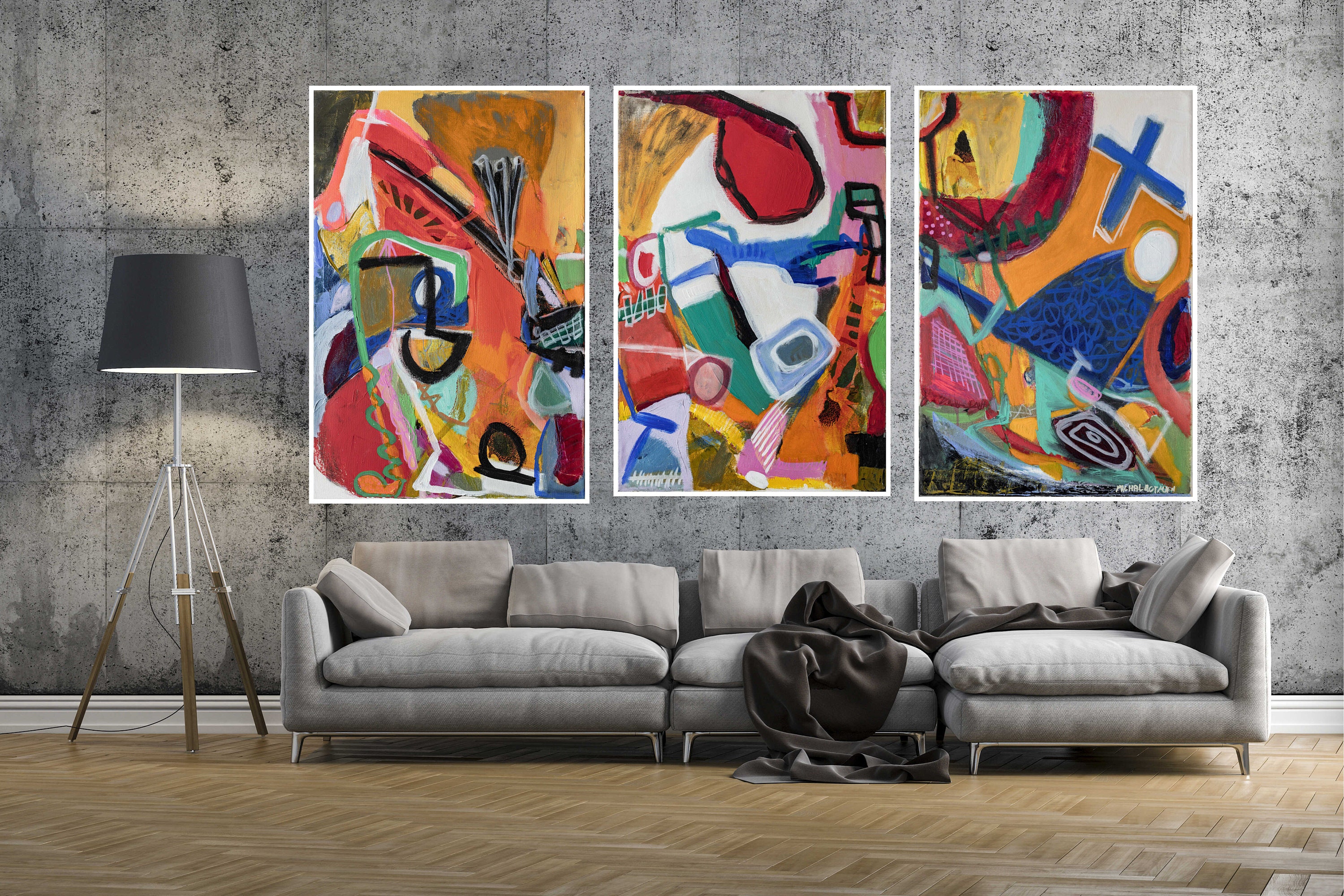 Extra Large Wall Art Set of Three Wall Art 3 Piece Abstract Etsy