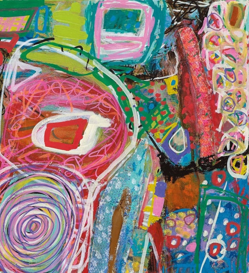 Original Print on Canvas Mixed Technique Canvas Collage Etsy