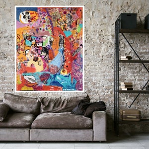 Abstract Wall Art, Print On Canvas, Israeli Artists, Office Wall Art, Modern Canvas, Dining Room Art, Home Wall Canvas, Wall Decor