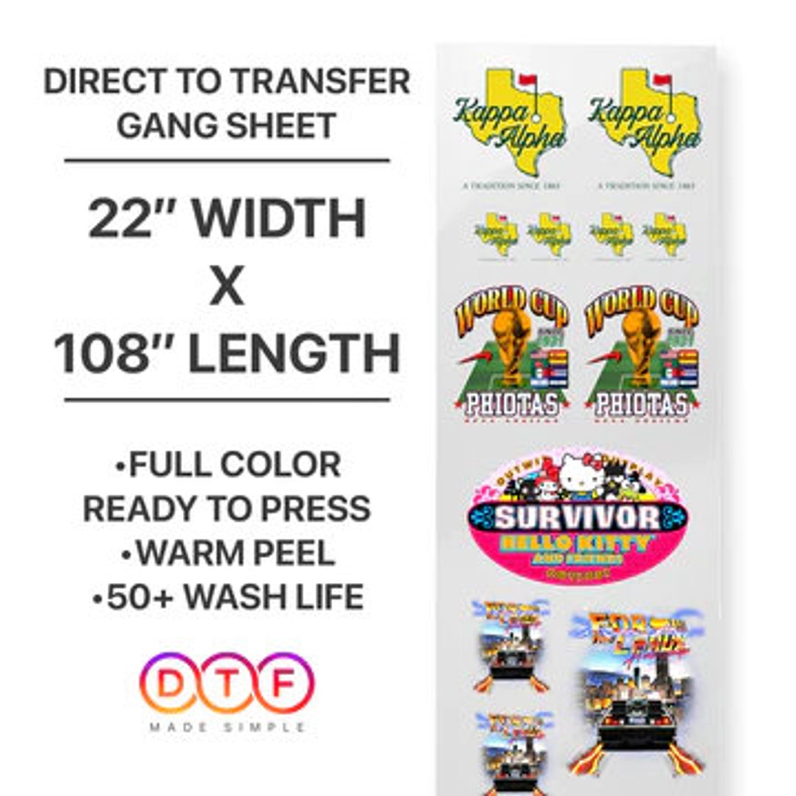 22 X 108 DTF Gang Sheet Dtf Transfers Dtf Etsy
