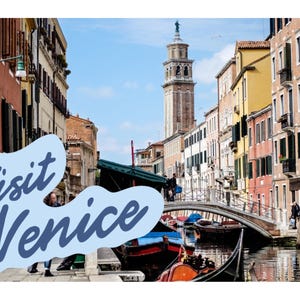 Visit Venice travel poster printable PDF