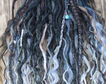 Crochet curly dreadlocks textured Double or single ended Gray and light Silver Short or long  Dreads extensions