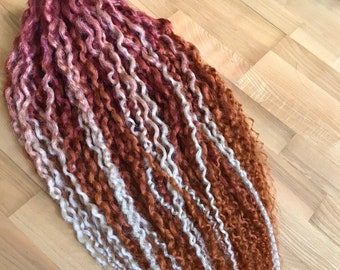 Crochet wavy colorful dreads Curly boho dreadlocks Custom full set double ended or single ended dreads Copper color textured locs extensions