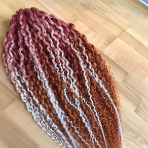 Crochet wavy colorful dreads Curly boho dreadlocks Custom full set double ended or single ended dreads Copper color textured locs extensions