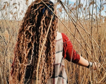 Crochet wavy dreads Curly brown and blond dreadlocks Full set double ended or single ended locs Natural color hair extensions