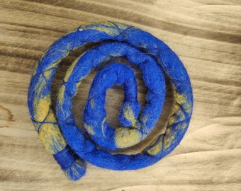 Blau gelber Spiralock biegsame Haargummis Scrunchies mit Draht für Dreadlocks Spiralen für Dreads Farb-Woll-Spiralocks