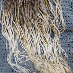 Full set handmade blonde dreadlocks extensions with loose ends Synthetic brown ombre dreads and braids with thread winding Wedding kit gift