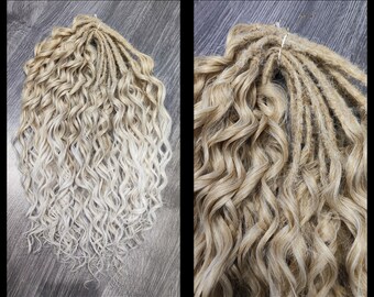 Crochet curly hair extension Dreadlocks with curly ends Wavy double ended dreads Full set blond synthetic curls Dreadlocks extension