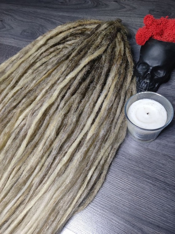 Grey and Beige Faux Dreads Extensions Full Set Crochet  display picture 1