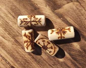 wooden dread bead, hair beads, hande made beads for dread, engraved beads, Set -dread bead 5 pcs beads, natural beads cuff, viking beads