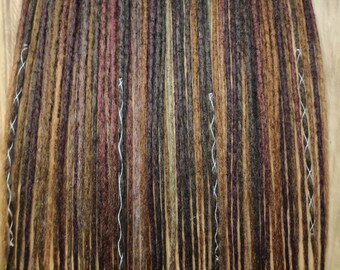Crafted brown colored viking dreadlocks extensions Natural looks crochet witchy pagan hair Gothic style cosplay textured braiding dreads wig