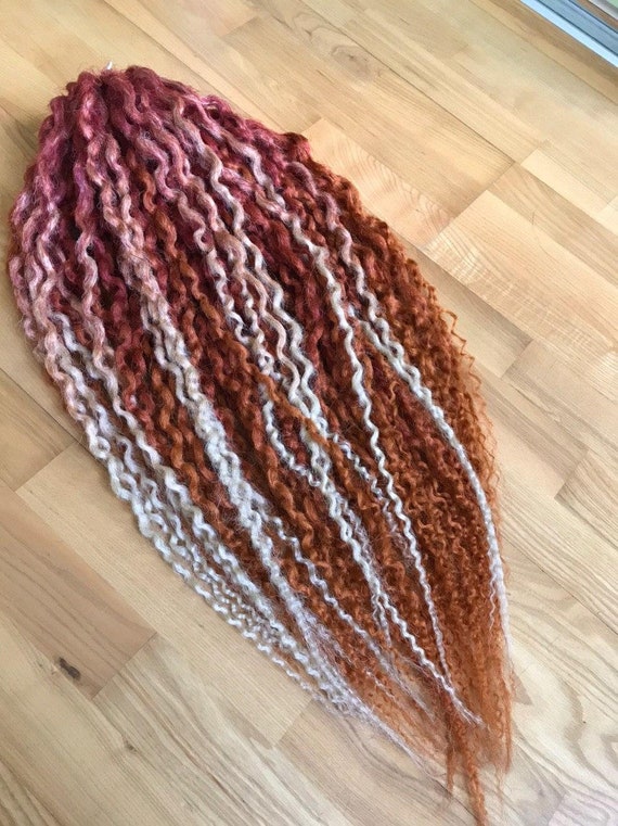 Crochet wavy colorful dreads Curly boho dreadlocks Custom full set double ended or single ended dreads Copper color textured locs extensions
