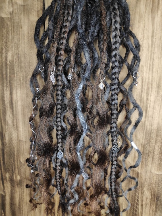 Handmade curly dread extentions 8 Inch Human Hair Loc Extensions, 30 Strands, Handmade  main image 3