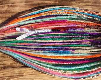 Extensões de dreadlocks de verão de crochê com ponta dupla ou simples Conjunto completo de dreadlocks multicoloridos sintéticos SE ou DE, locs retos com enrolamento de linha
