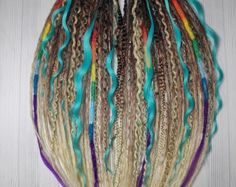 Crochet curly dreadlocks Textured double or single ended beige and brown locs Short or long dreads extensions Colorful wavy boho instant