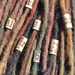 wooden dread bead, hair beads, hande made beads for dread, engraved beads, Set -dread bead 5 pcs beads, natural beads cuff