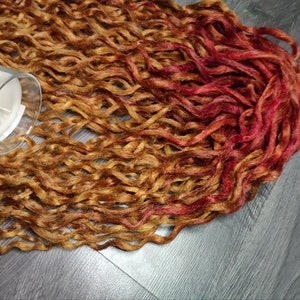 Wavy orange synthetics dreadlocks Curly dreads extensions Crochet double ended or single ended locks Red ombre color cosplay boho dreads