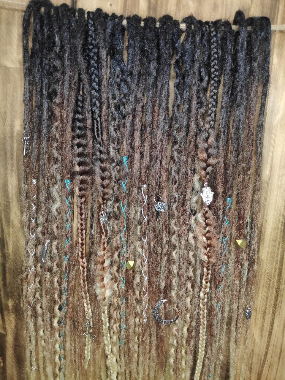Kit of Brown Curly Dreads Extensions Crochet Wavy and  display picture 2