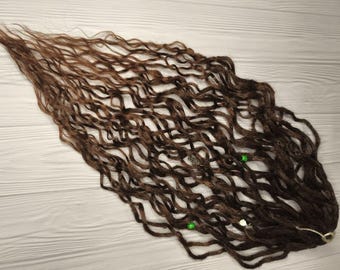 Crochet wavy dreadlocks brown dark ombre soft dreads long set synthetic curly Double ended or single ended bohemian dread extensions