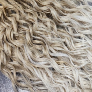 May include: A bundle of wavy blonde and light blonde synthetic dreadlocks.