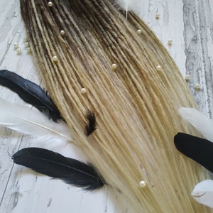 Crochet straight dreadlocks Natural looking double or single ended locs Brown and light brown thin dreads extensions Viking full head set