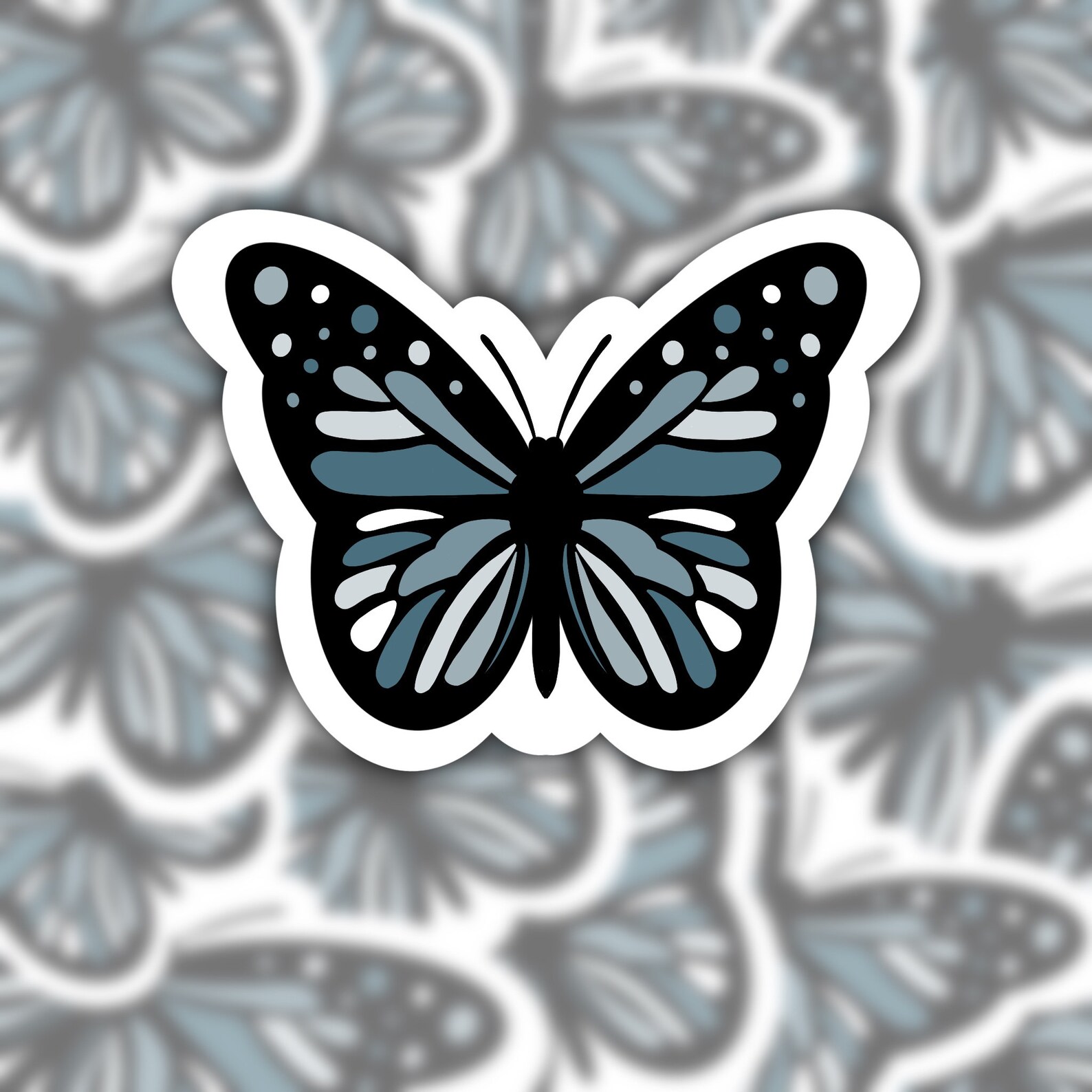 Blue Waterproof Butterfly Sticker Waterproof Sticker Laptop Etsy