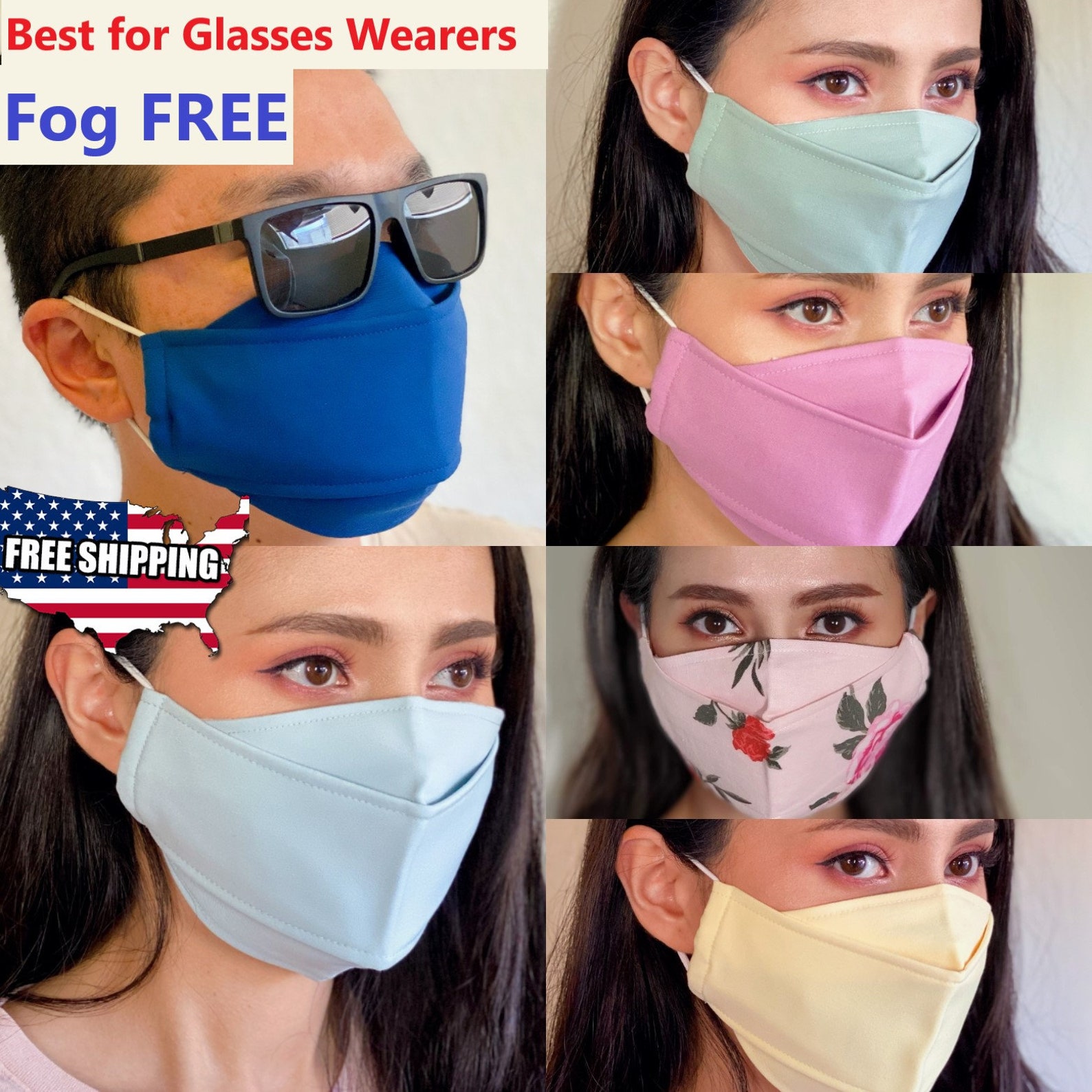 3D Face Mask Anti Fog Mask for Glasses Adjustable Ear Etsy