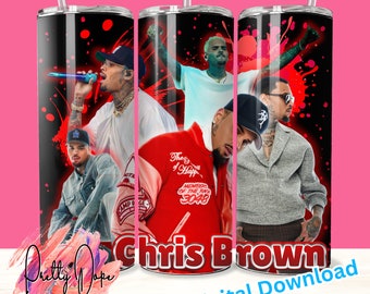 Chris Brown Tumbler Design, Sublimation Printing PNG (Digital Download)