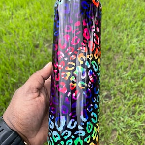 Rainbow swirl leopard print 20oz Insulated Tumbler