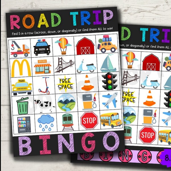 Road Trip Bingo Printable Travel Game (Digital Download)