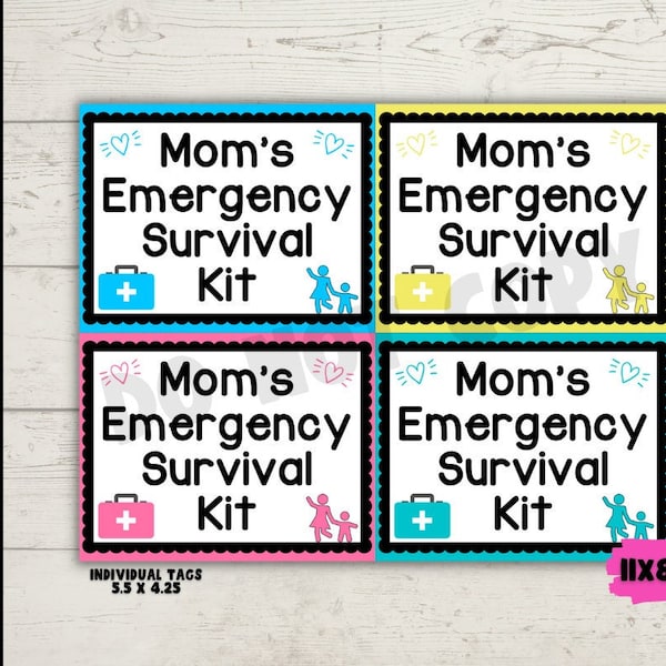 Moms Emergency Survival Kit Printable Tags (Digital Download)