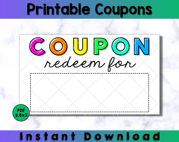 Generic Blank Coupon Printable Template digital Download - Etsy